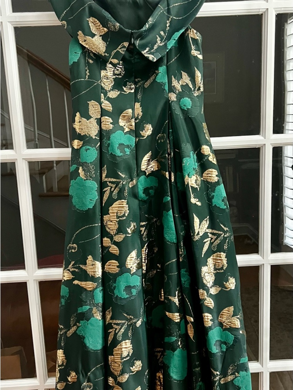 Adrianna Papell Green and Gold Floral Maxi Dress - Picture 3 of 6